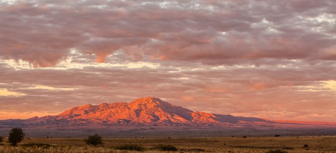 Sunrise from the mesa overlooking Belen, New Mexico.