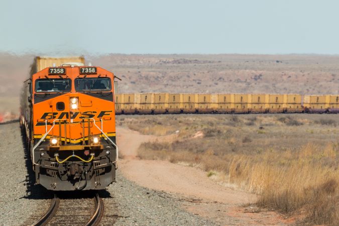 An intermodal train near Clovis. 