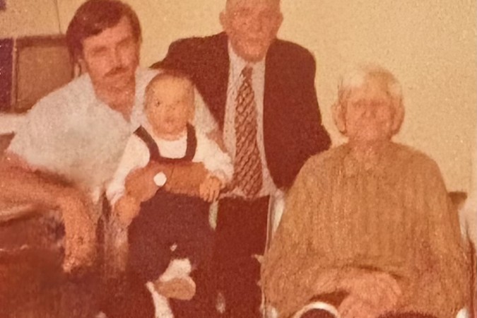 From left: Jason’s father Danny Maxfield, Jason Maxfield, great-grandfather Walter Swanson and great-great grandfather August Swanson at age 103 From left: Jason’s father Danny Maxfield, Jason Maxfield, great-grandfather Walter Swanson and great-great grandfather August Swanson at age 103
